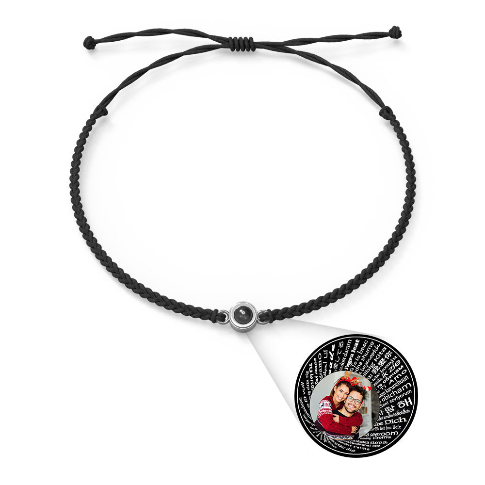 Pulsera con dije de proyección de fotos personalizada, varios colores, estilos, te amo en 100 idiomas, joyería fotográfica minimalista, regalo de cumpleaños