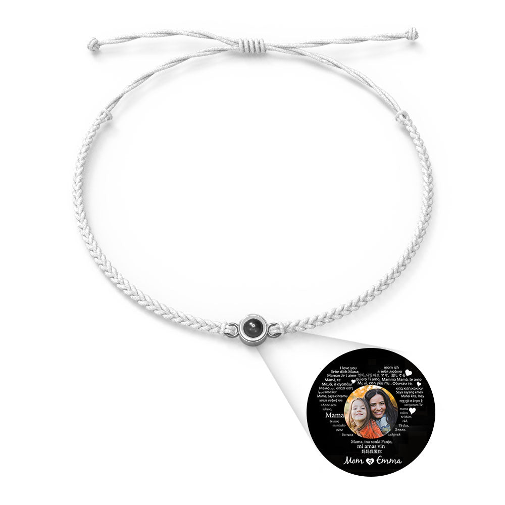 Pulsera con dije de proyección de fotos personalizada, varios colores, estilos, te amo en 100 idiomas, joyería fotográfica minimalista, regalo de cumpleaños