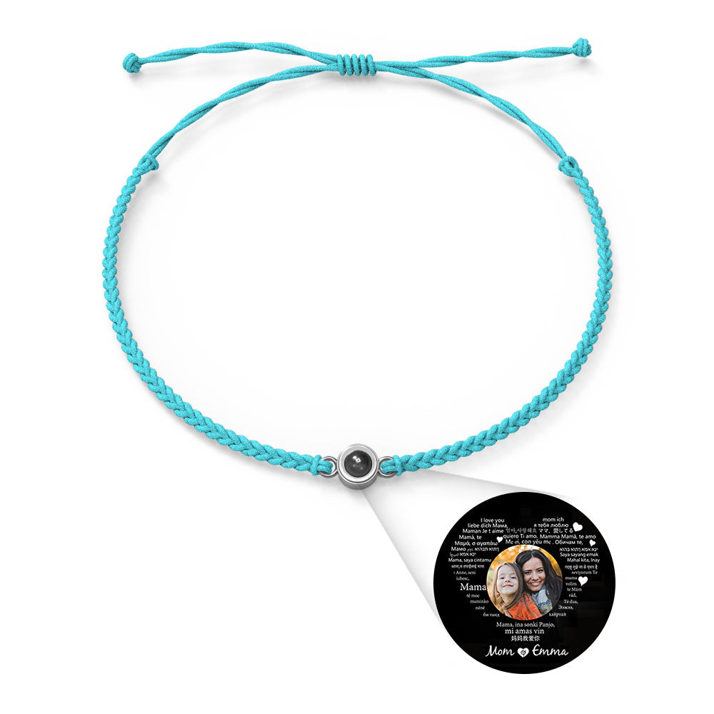 Pulsera con dije de proyección de fotos personalizada, varios colores, estilos, te amo en 100 idiomas, joyería fotográfica minimalista, regalo de cumpleaños