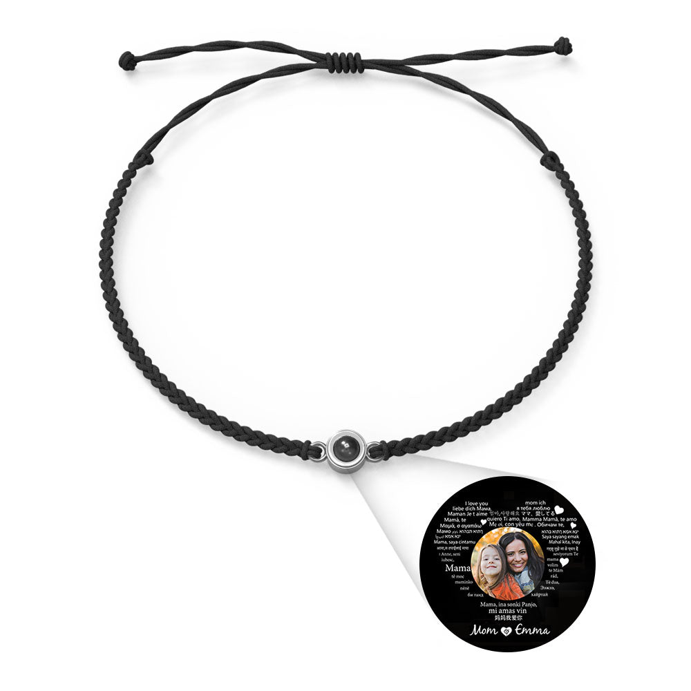 Pulsera con dije de proyección de fotos personalizada, varios colores, estilos, te amo en 100 idiomas, joyería fotográfica minimalista, regalo de cumpleaños
