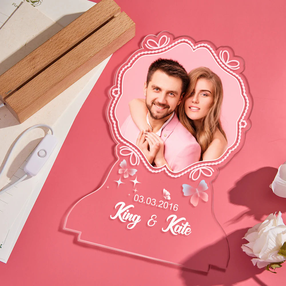 Lámpara LED personalizada con nombre y foto: regalo para ella/él, ideal para San Valentín.