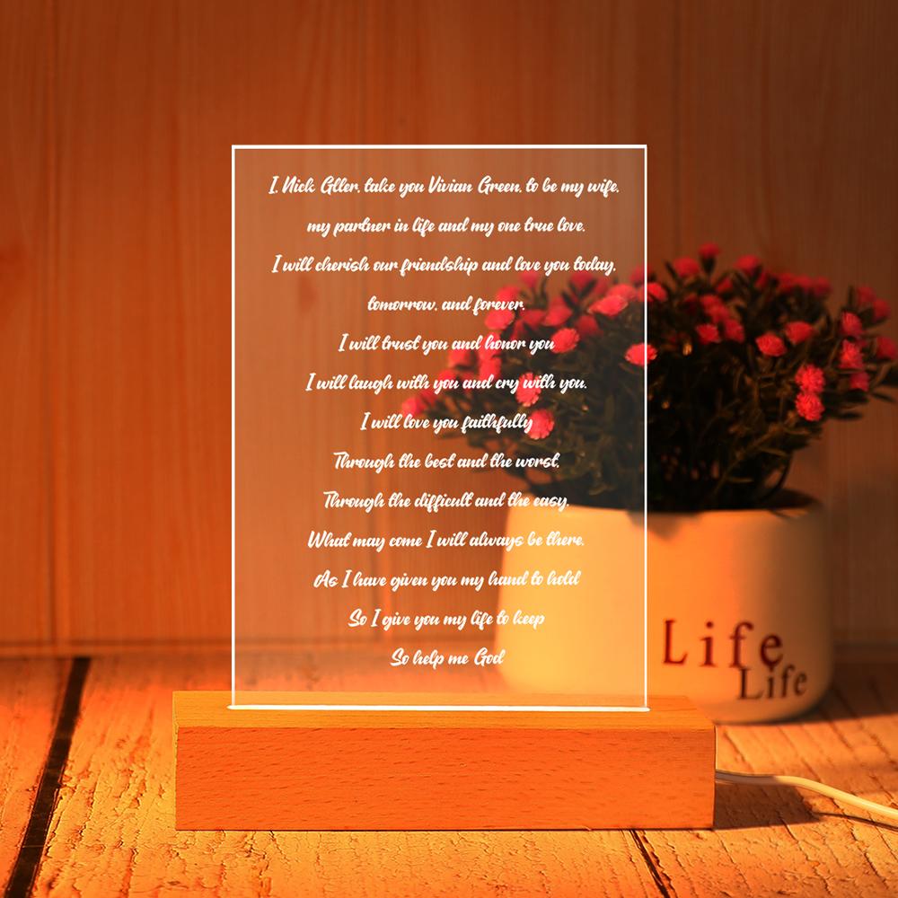 Primer aniversario como regalo de San Valentín para enamorados - Ideas de regalos de aniversario - Regalo romántico para esposa - Luz de noche con letra personalizada escrita a mano