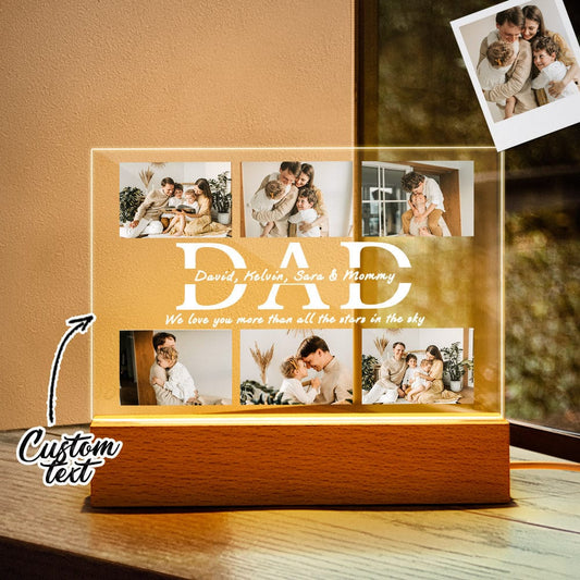 Lámpara de noche acrílica personalizada con foto grabada para el Día del Padre
