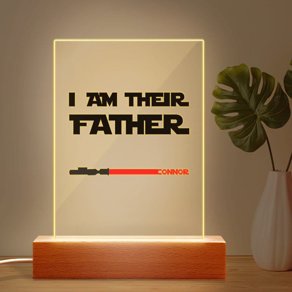 Personalized I Am Their Father Night Light Acrylic Light Saber Plaque Father's Day Gifts