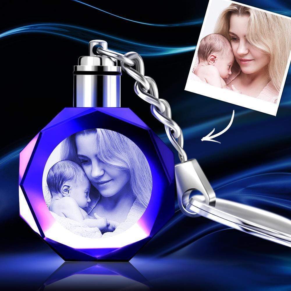 Llavero de cristal octagonal con foto personalizada, regalo para parejas