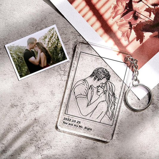 Regalos para él Llavero con foto 3D personalizado Llavero con foto Marco personalizado con grabado